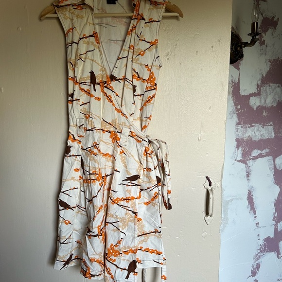 Vintage Cream and Orange Wrap Dress - Picture 4 of 4